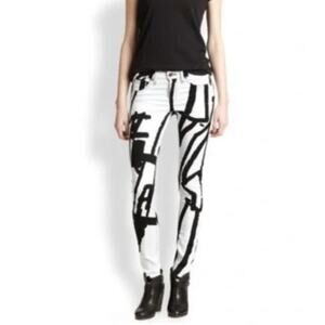 Rag & Bone Women The Robot Legging Skinny Stretch Denim Jean Size 26 White Black
